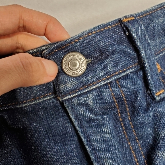 A&F Blue Side Stripe Distressed Denim Mini Skirt - Picture 5 of 9